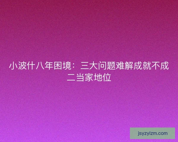 小波什八年困境：三大问题难解成就不成二当家地位